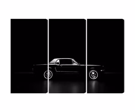 Canvastavla - Multipart Black Retro Car on a Dark