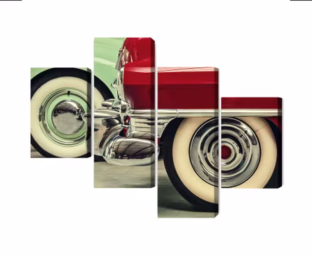 Canvastavla - Multipart Stylish Vintage Car Wheels