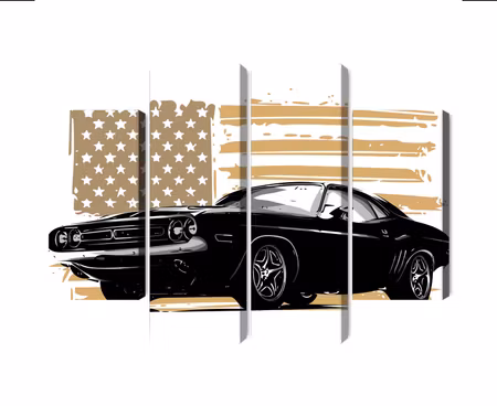 Canvastavla - Multipart American Muscle Car with