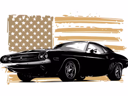 Canvastavla - Multipart American Muscle Car with
