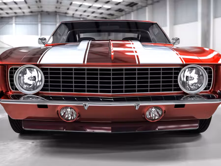 Canvastavla - Multipart a Red Muscle Car in a