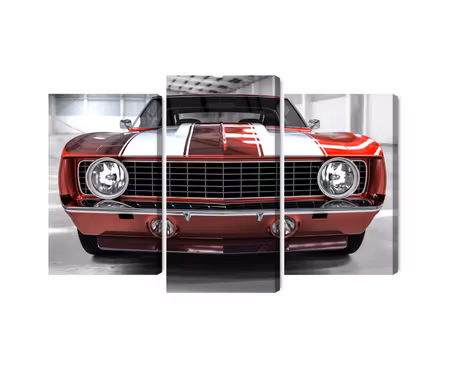 Canvastavla - Multipart a Red Muscle Car in a