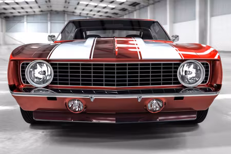 Canvastavla - Multipart a Red Muscle Car in a