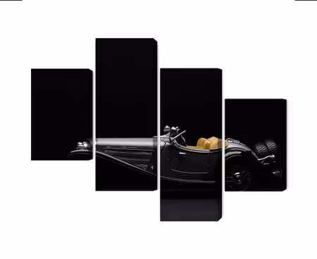 Canvastavla - Multipart Historic Car on Dark Tees