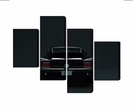 Canvastavla - Multipart Vintage Black Muscle Car