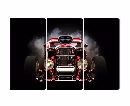 Canvastavla - Multipart Hot Rod Car on a Smoke