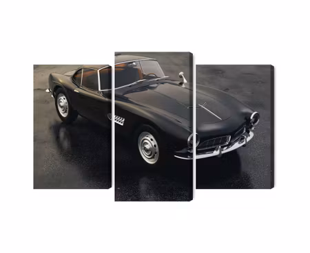 Canvastavla - Multipart Vintage Black Sports Car