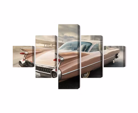 Canvastavla - Multipart Vintage Style Car in the