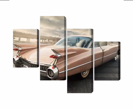 Canvastavla - Multipart Vintage Style Car in the
