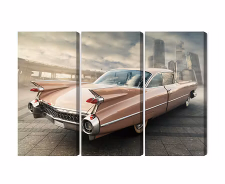 Canvastavla - Multipart Vintage Style Car in the