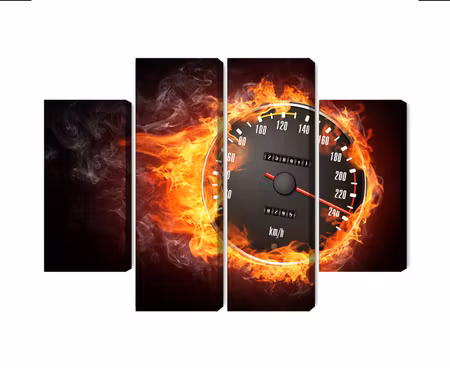 Canvastavla - Multipart Speedometer in Flames