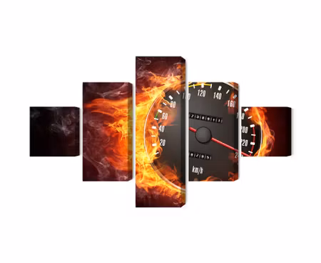 Canvastavla - Multipart Speedometer in Flames