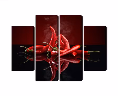 Canvastavla - Multipart Red Chili Peppers