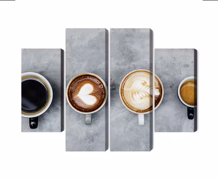 Canvastavla - Multipart Cups with Coffee