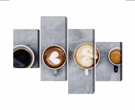 Canvastavla - Multipart Cups with Coffee