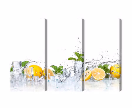Canvastavla - Multipart Mint Leaves with Lemons