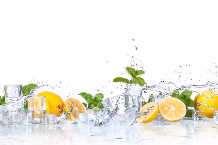 Canvastavla - Multipart Mint Leaves with Lemons