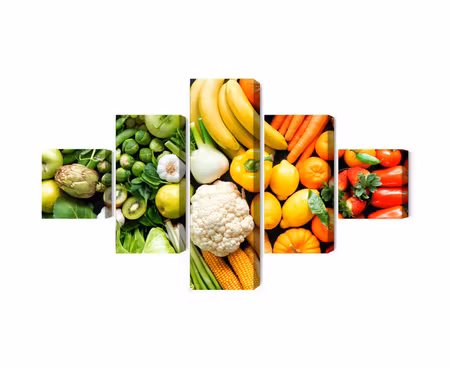 Canvastavla - Multipart Fruits and Vegetables in