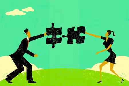 Canvastavla - Pair Connecting a Vintage Puzzle