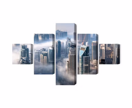 Canvastavla - Multipart Dubai City Panorama in