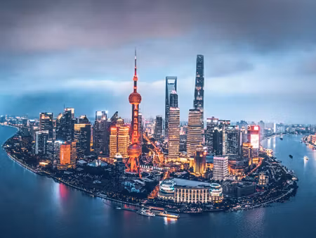 Canvastavla - Multipart Shanghai Panorama At Night