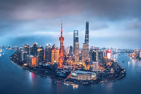 Canvastavla - Multipart Shanghai Panorama At Night