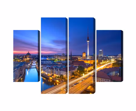 Canvastavla - Multipart Berlin Panorama At Sunset