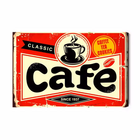 Canvastavla - Coffee Cup and Retro Lettering