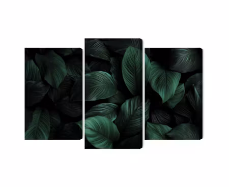 Canvastavla - Multipart Green Leaves on a Macro