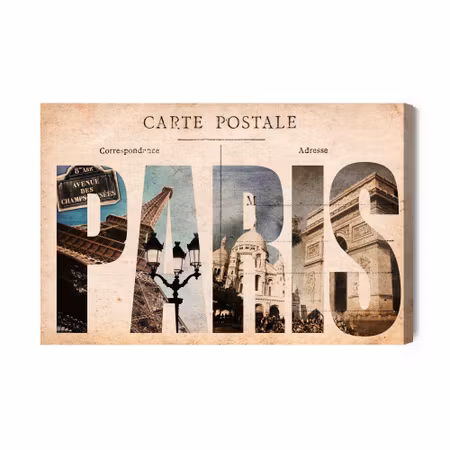 Canvastavla - Paris Vintage Postcard