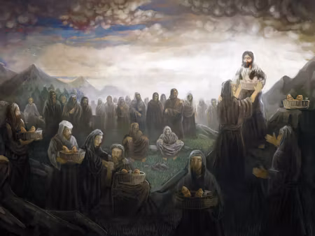 Canvastavla - Jesus Feeding Thousands of People