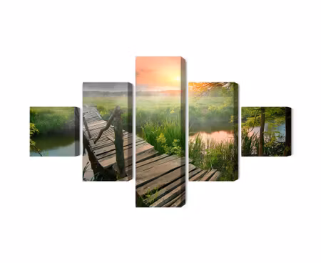 Canvastavla - Multipart Meadow At Dawn