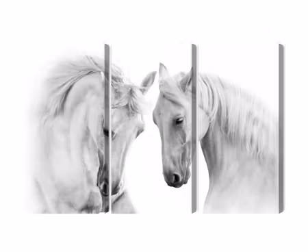 Canvastavla - Multipart Two Horses on a White