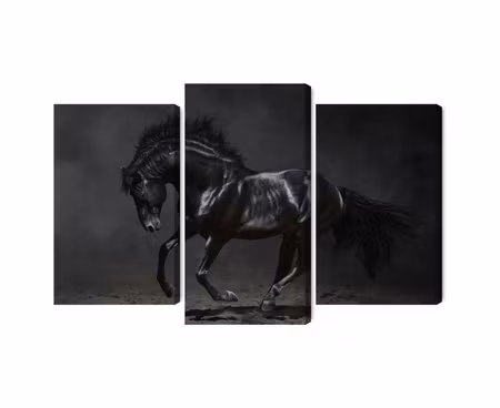 Canvastavla - Multipart Black Horse At a Gallop