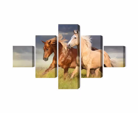 Canvastavla - Multipart Horses Galloping in a D
