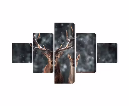Canvastavla - Multipart Deer and Doe in the D