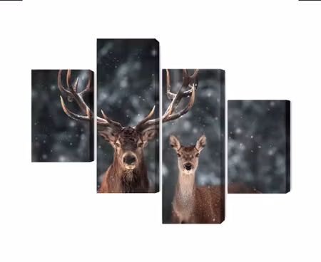 Canvastavla - Multipart Deer and Doe in the D