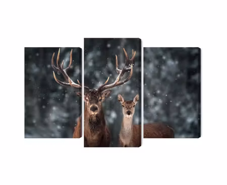 Canvastavla - Multipart Deer and Doe in the D