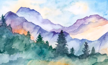Canvastavla - Multipart Painted Mountain Landscape