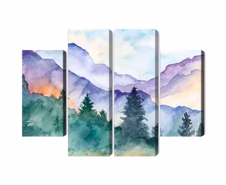 Canvastavla - Multipart Painted Mountain Landscape