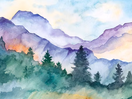 Canvastavla - Multipart Painted Mountain Landscape