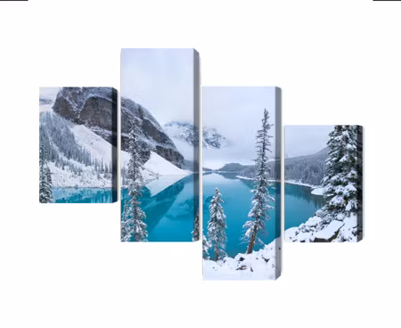 Canvastavla - Multipart Moraine Lake in Winter