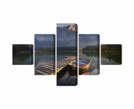 Canvastavla - Multipart Wooden Bridge over a