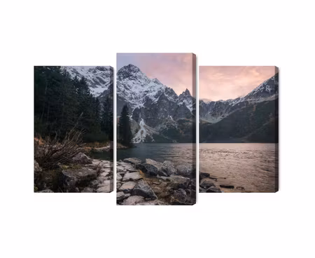 Canvastavla - Multipart Lake and Forest in the