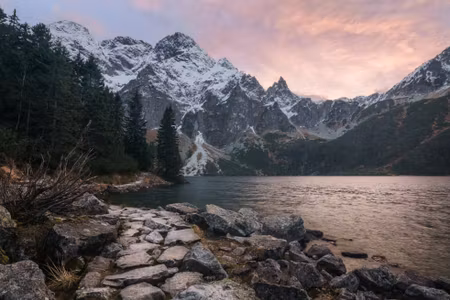 Canvastavla - Multipart Lake and Forest in the