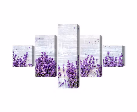 Canvastavla - Multipart Lavender Flowers on a