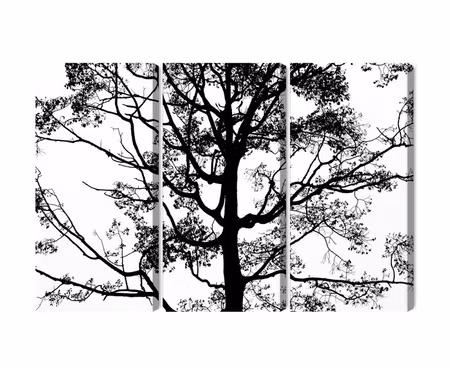 Canvastavla - Multipart Black Tree on a White