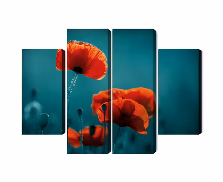 Canvastavla - Multipart Macro Poppies