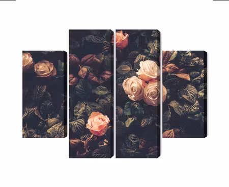 Canvastavla - Multipart Pastel Roses in Vintage