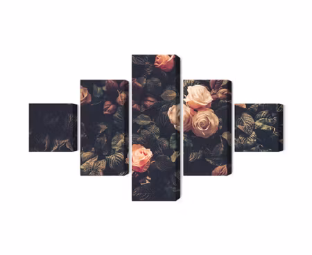 Canvastavla - Multipart Pastel Roses in Vintage
